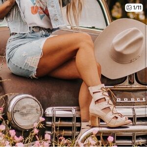 Freebird Cream Heeled Boots
